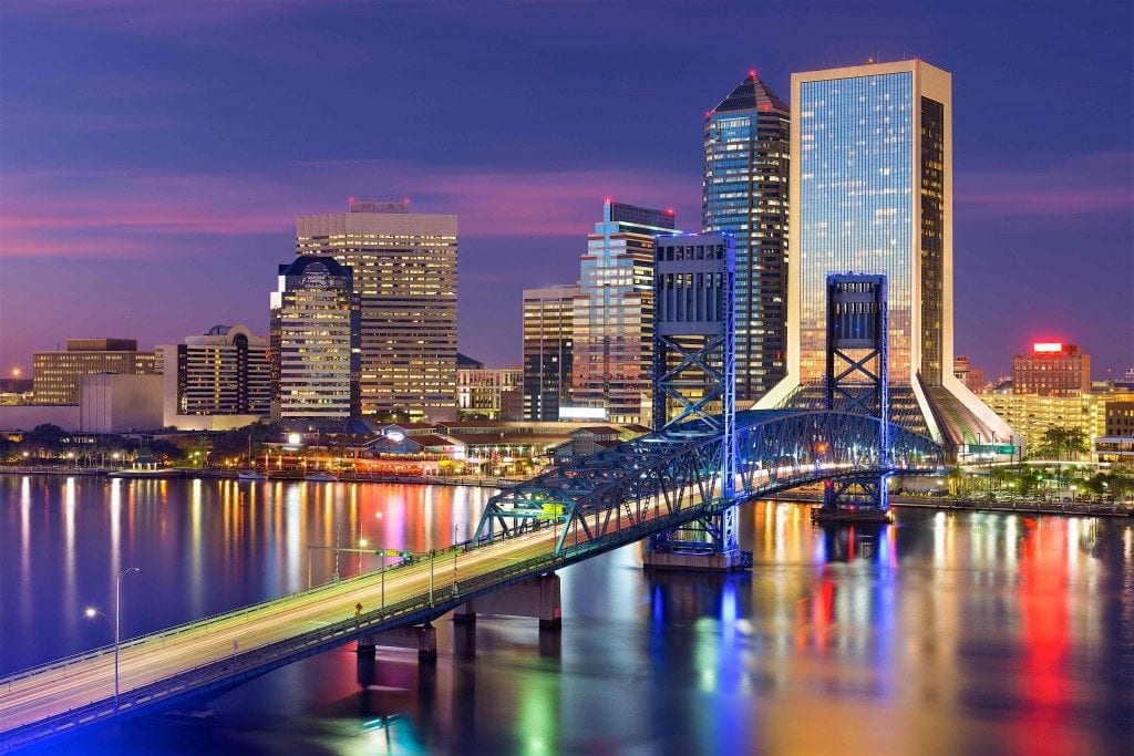Jacksonville real estate market at night