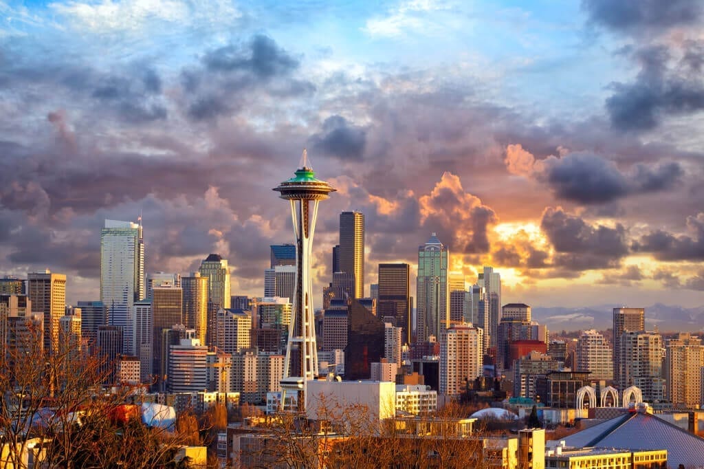 The Seattle city skyline showing the Space Needle